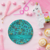 Aangepaste naam turquoise wegfietsen papieren bordje (Feest)