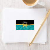 Aangepaste naam turquoise zwaait goudboeg etiket (Insitu)
