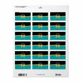 Aangepaste naam turquoise zwaait goudboeg etiket (Full Sheet)