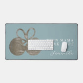 Aangepaste Naam Twin Mama Dusty Blue Gold Cherry C Bureaumat (Keyboard & Muis)
