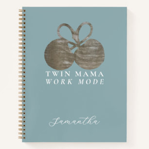Aangepaste Naam Twin Mama Werk Mode Dusty Blue Gol Notitieboek
