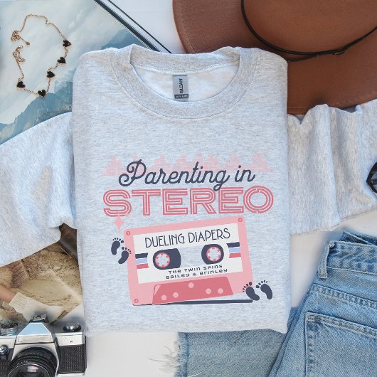 Aangepaste naam Twin moeder sweatshirt, retro cass Trui