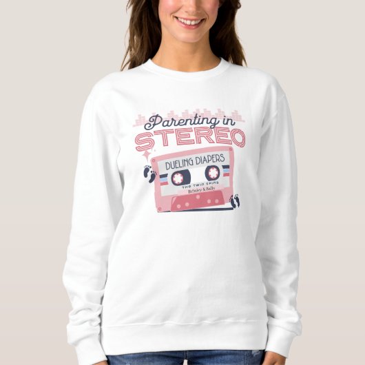 Aangepaste naam Twin moeder sweatshirt, retro cass Trui (Voorkant)