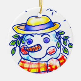 Aangepaste naam Twinkle Snowman Keramisch Ornament