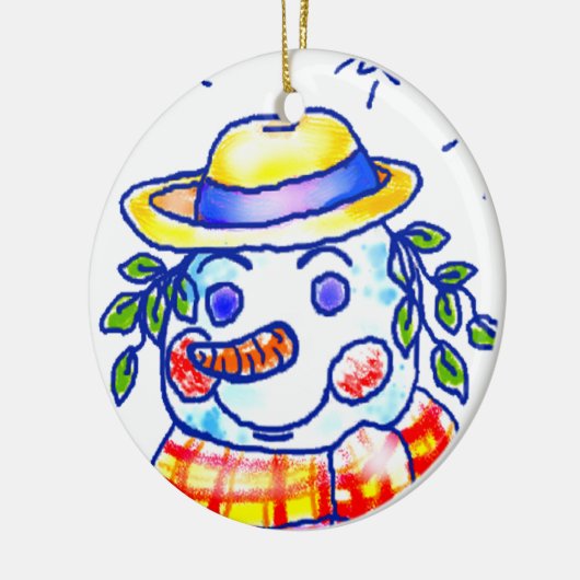 Aangepaste naam Twinkle Snowman Keramisch Ornament (Links)