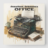Aangepaste naam Typewriter Kantoor Wandklok (Voorkant)