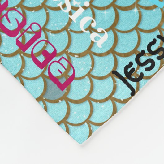 Aangepaste naam Typografie Blauwgroen Zeemeermines Fleece Deken (Hoek)