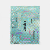 Aangepaste naam Typografie Blauwgroen Zeemeermines Fleece Deken (Voorkant)