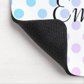 Aangepaste naam Typografie Blue Pink Polkadot Muismat (Hoek)