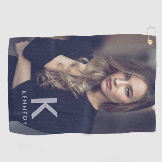 Aangepaste naam Typografie en Foto Golfhanddoek (Horizontaal)