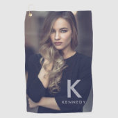 Aangepaste naam Typografie en Foto Golfhanddoek (Voorkant)