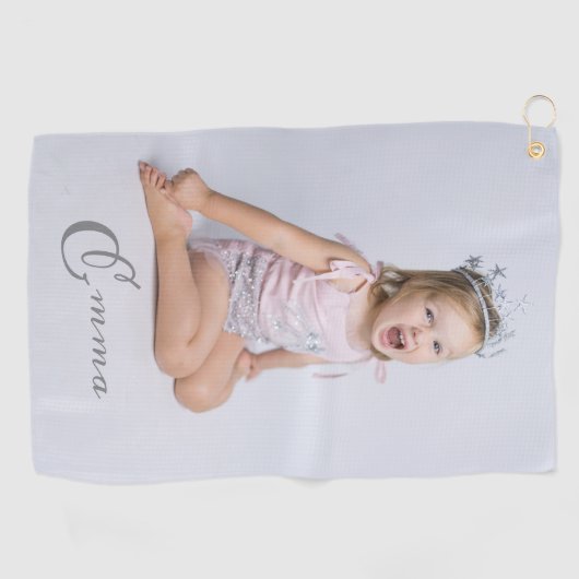 Aangepaste naam Typografie en Foto Golfhanddoek (Horizontaal)