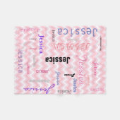 Aangepaste naam Typografie Roze Chevron Fleece Deken (Voorkant (Horizontaal))