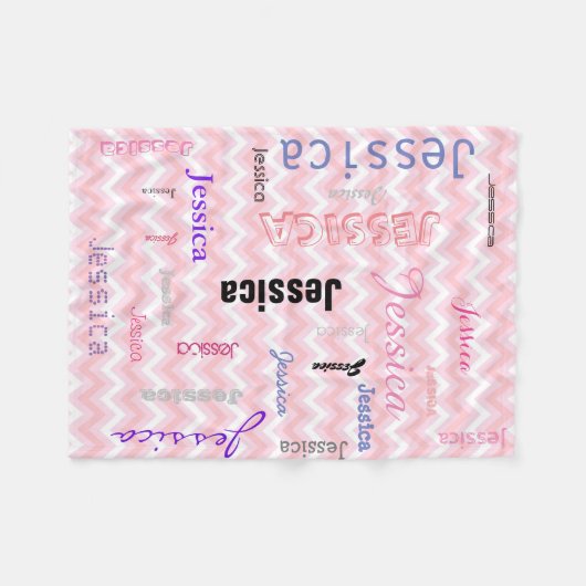 Aangepaste naam Typografie Roze Chevron Fleece Deken (Voorkant (Horizontaal))