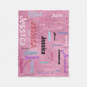 Aangepaste naam Typografie Roze Zeemeerminnen Fleece Deken