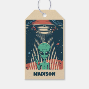Aangepaste naam UFO Alien Cadeaulabel