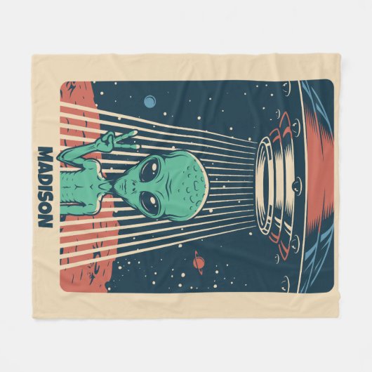 Aangepaste naam UFO Alien Fleece Deken (Voorkant (Horizontaal))