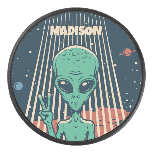 Aangepaste naam UFO Alien Hockey Puck (Voorkant)