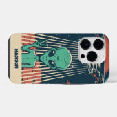 Aangepaste naam UFO Alien iPhone Hoesje (Achterkant horizontaal)