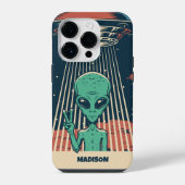 Aangepaste naam UFO Alien iPhone Hoesje (Achterkant)