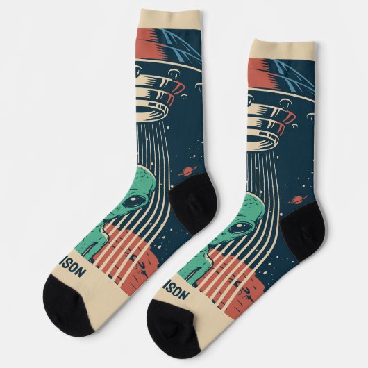 Aangepaste naam UFO Alien Sokken (Links)