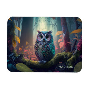 Aangepaste naam Uil Forest Magneet
