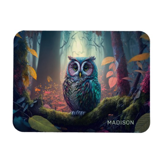 Aangepaste naam Uil Forest Magneet (Horizontaal)