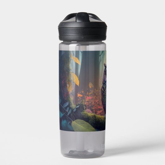 Aangepaste naam Uil Forest Waterfles (Voorkant)