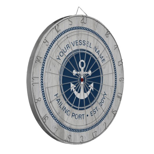 Aangepaste naam Uitgebreid Nautisch Anchor Aangepa Dartbord (Voorkant Links)