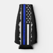 Aangepaste naam Uitgescheurd Kijk Dunne Blauwe Lij Flesjeskoeler (Voorkant)