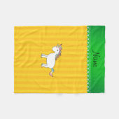 Aangepaste naam unicorn gele strepen fleece deken (Voorkant (Horizontaal))