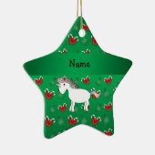 Aangepaste naam unicorn green candy bows keramisch ornament (Rechts)