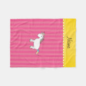 Aangepaste naam unicorn roze strepen fleece deken (Voorkant (Horizontaal))