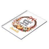 Aangepaste naam Unieke herfstthema krans Notitieboek (Linkerzijde)