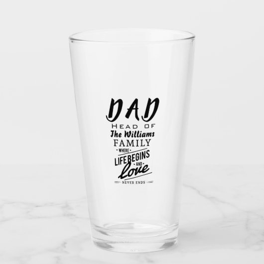 Aangepaste naam Vader Hoofd van de Familie Liefde Glas (Voorkant)