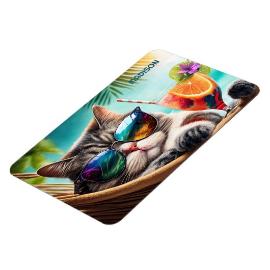 Aangepaste naam Vakantie Cat Magneet (Linkerzijde)