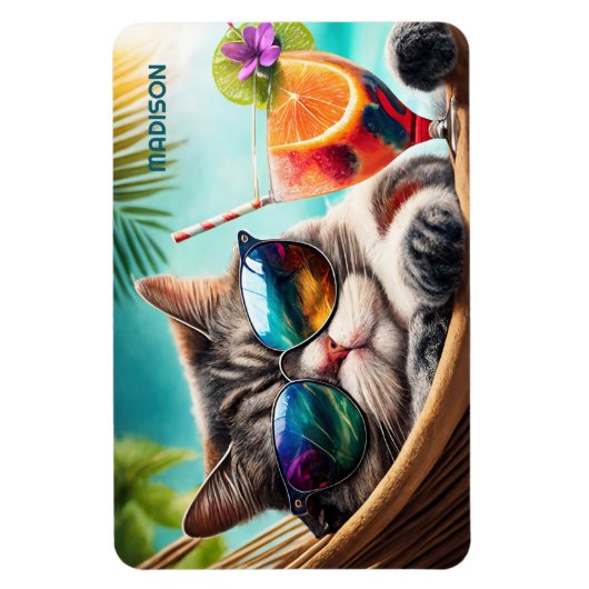 Aangepaste naam Vakantie Cat Magneet (Verticaal)