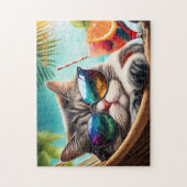Aangepaste Naam Vakantie Kat Legpuzzel (Verticaal)