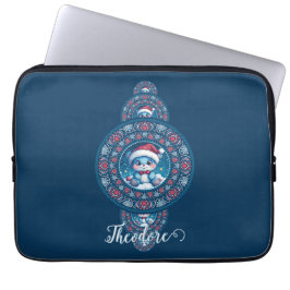Aangepaste Naam Vakantie Kawaii Beer Siermandala Laptop Sleeve