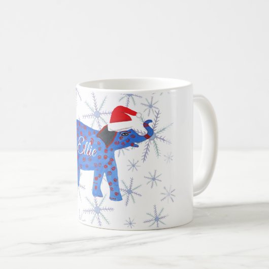Aangepaste naam Vakantie Mok, Olifant Art Koffiemok (Voorkant rechts)