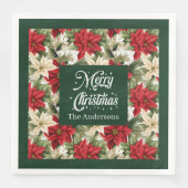 Aangepaste Naam Vakantie Servetten Chic Poinsettia (Voorkant)