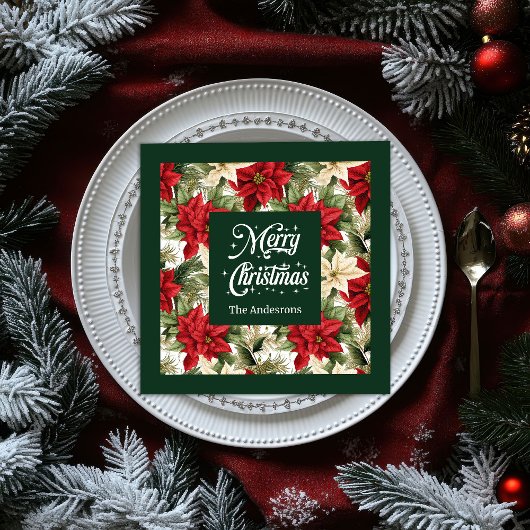 Aangepaste Naam Vakantie Servetten Chic Poinsettia