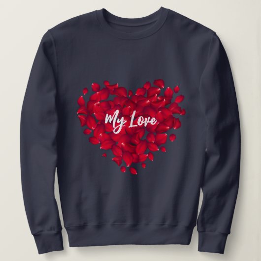 Aangepaste Naam Valentijn Hartvormig Roos NavyBlue Trui (Design voorkant)