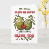 Aangepaste naam Valentijn Olive Me Loves You Kaart (Gele Bloem)