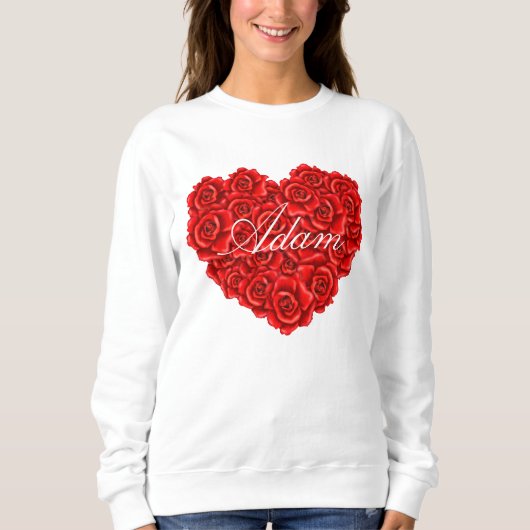 Aangepaste Naam Valentijnsdag Hart-Vormig Roos Lad Trui (Voorkant)