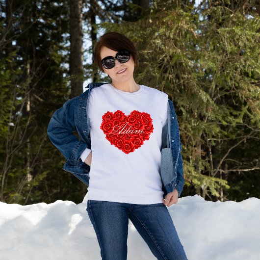 Aangepaste Naam Valentijnsdag Hart-Vormig Roos Lad Trui