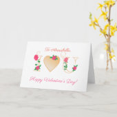 Aangepaste naam Valentijnsdag met rode rozen Kaart (Gele Bloem)