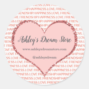 Aangepaste naam Valentijnsdag Roze hart Ronde Sticker