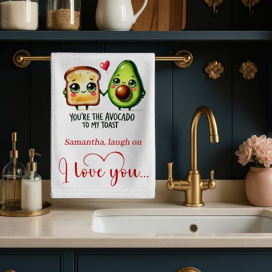 Aangepaste naam valentijnskeukenhanddoek grappig e theedoek