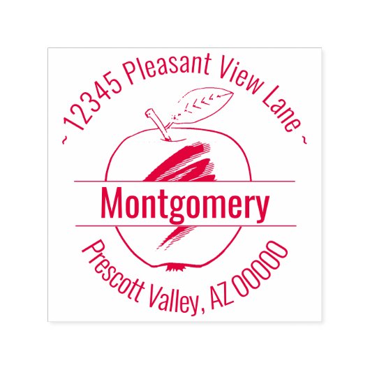 Aangepaste naam van Apple Artwork Circular Adres Zelfinktende Stempel (Design)